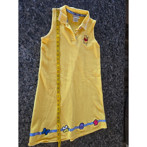 Vtg Y2K Disney World Pooh Yellow Sleeveless Polo Dress Girls XL/Womens SM - Picture 16 of 16